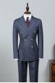 Jack New Navy Blue Striped Peaked Collar Bespoke Men Suit