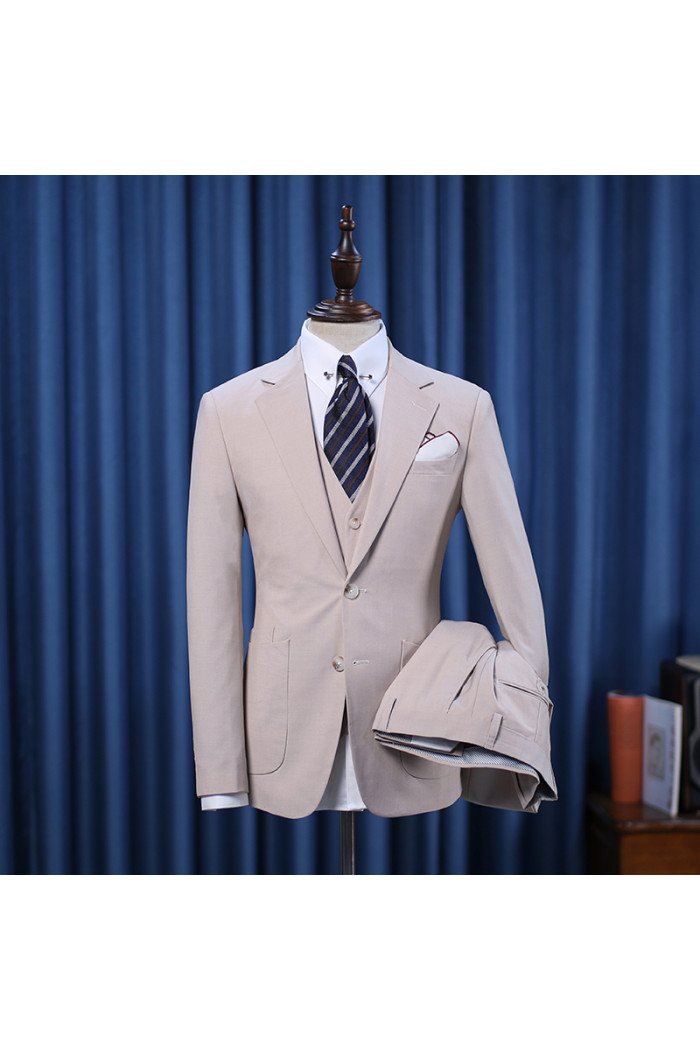 Jeff Cool 3 Pieces Notch Collar Best Fitted Bespoke Men Suit