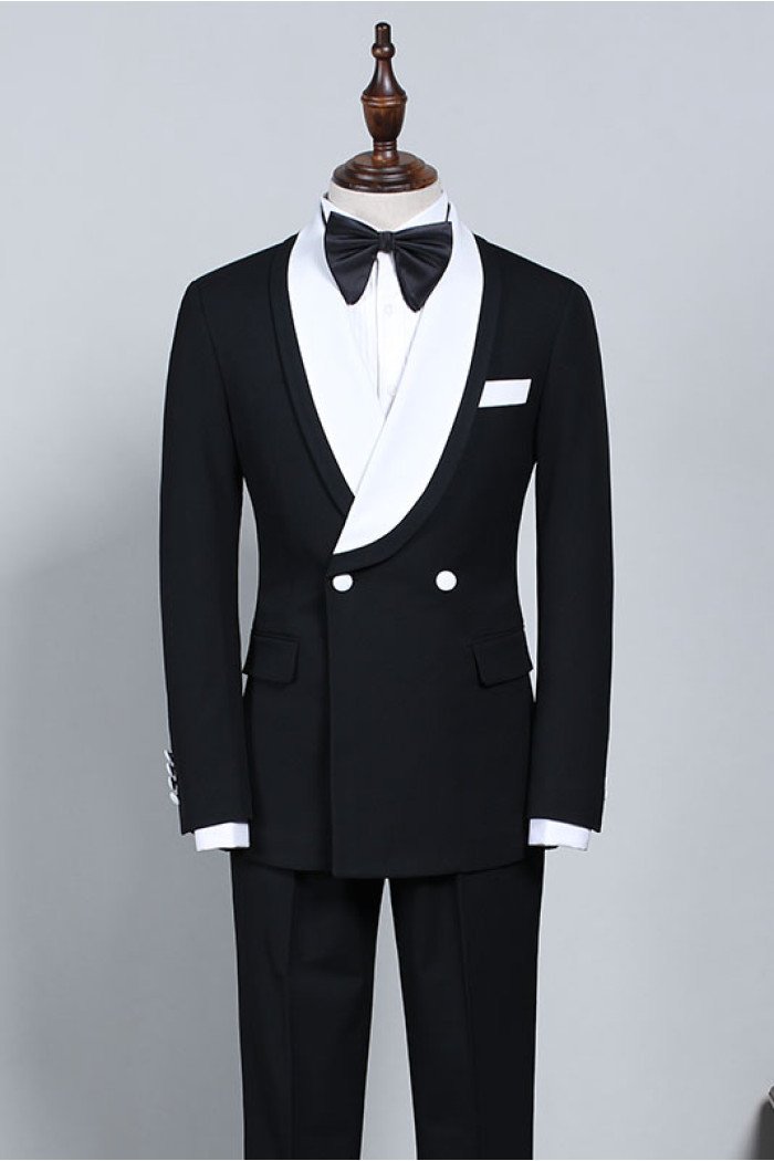 Clement New Black And White Best Fitted Bespoke Wedding Suit For Wedding