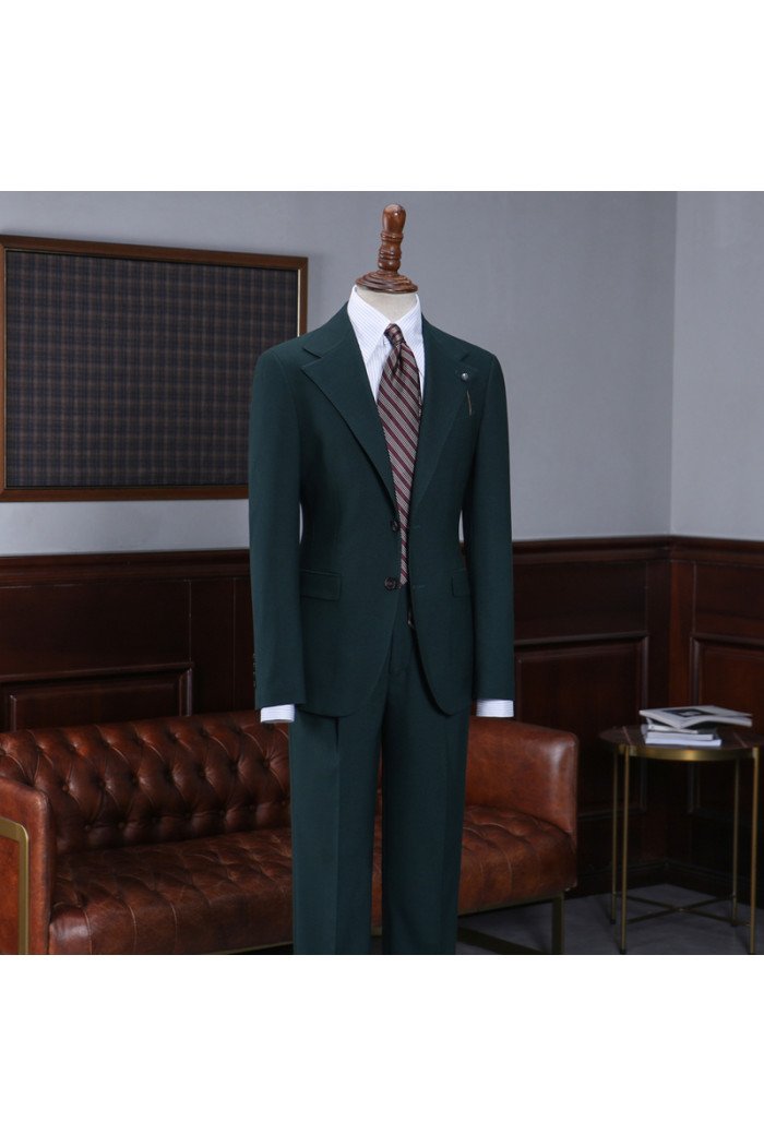 Page Stylish Dark Green Notch Collar Best Fitted Bespoke Men Suit