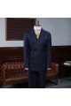 Quinn Latest Navy Blue Striped Double Breasted Business Men Suit