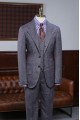 Reg Regular Dark Gray Plaid 3 Pieces Best Fitted  Men Suit