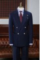 Regan Modern Navy Blue Double Breasted Bespoke Men Suit