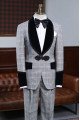 Steward Cool Gray Plaid Knitted Button Wedding Suit For Wedding