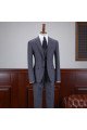 Cool Stylish Dark Gray Plaid Notch Collar Men Suit