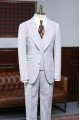 Adair Simple White Plaid Peaked Collar Best Fitted  Men Suit