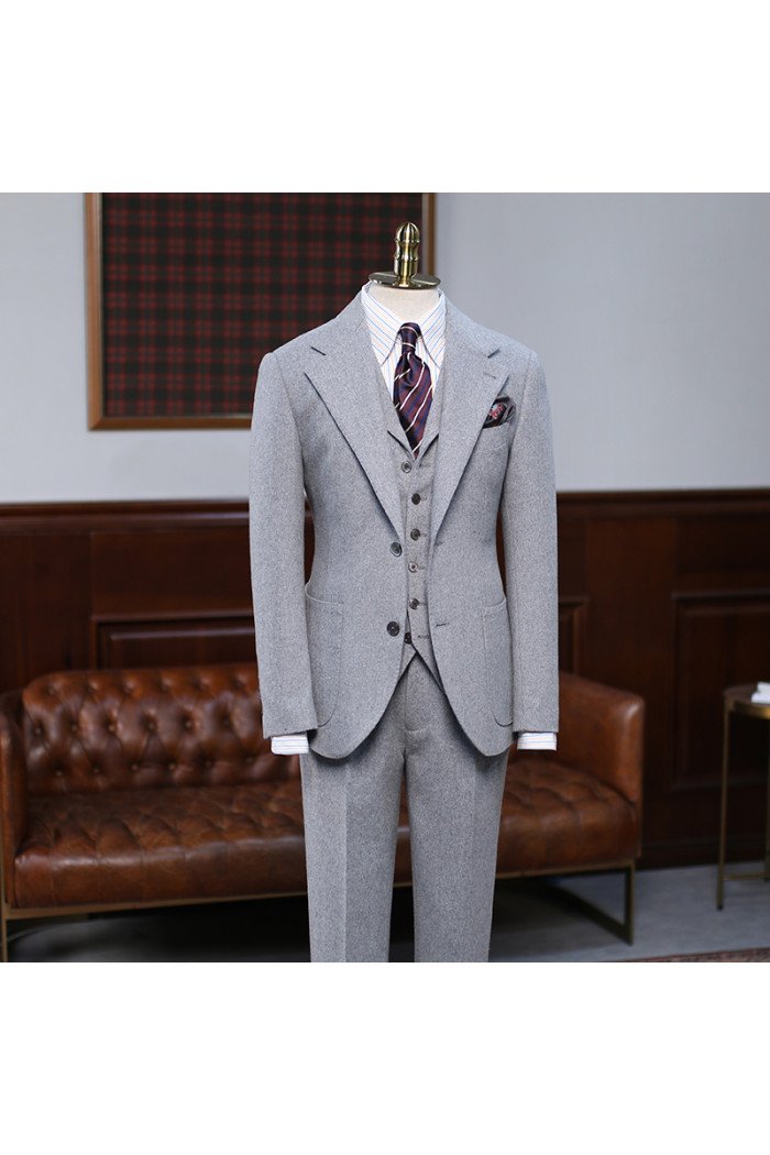Cool Official 3 Pieces Notch Collar Best Fitted Bespoke Men Suit