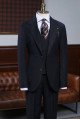 Trendy Modern All Black Notch Collar Best Fitted  Men Suit