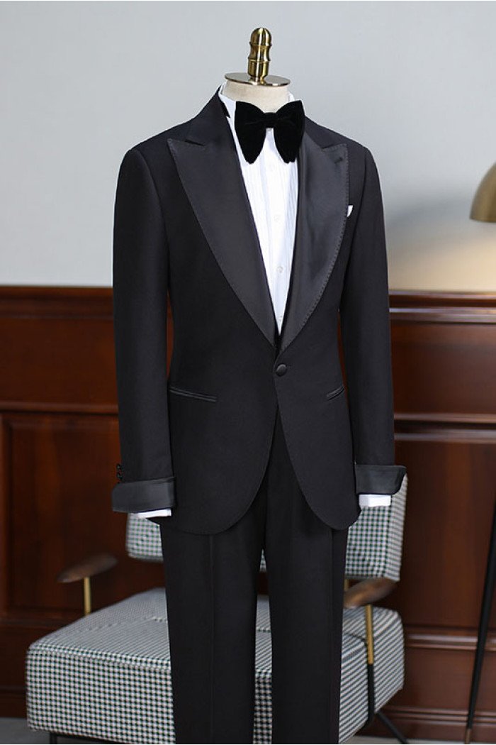 Alan Classic All Black 2-Pieces Best Fitted Bespoke Men Suit