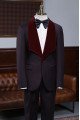 Alexander Unique Burgundy 2-Pieces With Velvet Lapel Wedding Suit For Wedding