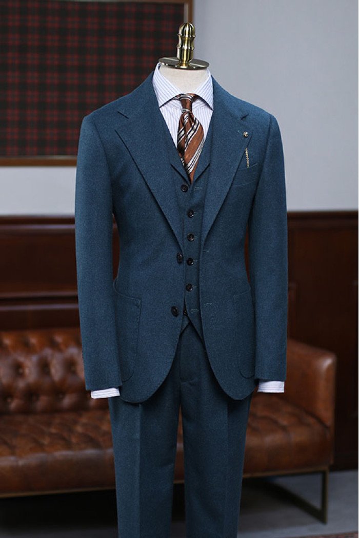 Algernon Modern Navy Blue Notch Collar Best Fitted  Men Suit