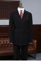 Allen Official All Black Peaked Collar Double Breasted  Men Suit