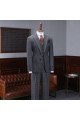 New Arrival Dark Gray Plaid Three Pieces Men Suit