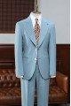 Angelo Affordable Blue 2-Pieces Peaked Collar Best Fitted Bespoke Suit
