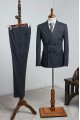 Bradley Official Black Striped Peaked Collar Double Breasted Bespoke Men Suit