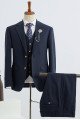 Brook Official Navy Blue Notch Collar 2 Buttons Best Fitted Bespoke Suit