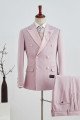 Bruce Stylish Pink Plaid Peaked Collar Double Breasted Prom Suit