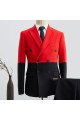 Bruno Unique Black And Red Peaked Collar Double Breasted Prom Suit