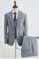 Cedric Official Gray Striped Three Pieces Notch Collar Best Fitted  Men Suit