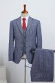 Chad Dark Gray Plaid Three Pieces Notch Collar Business Men Suit