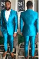 Sparkly Blue Shawl Lapel One Button Best Fitted Men Suits for Prom