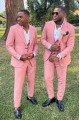 New Arrival Christopher Pink 3-Pieces Peaked Collar Wedding Groomsmen Suits