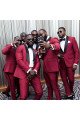 New Arrival Red Bespoke Shawl Lapel Groomsmen Suits for Wedding
