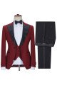 Cool Red 3-Pieces Best Fitted Peaked Collar Prom Suits