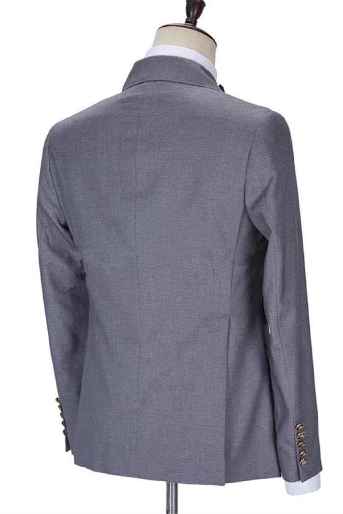 Trendy Design Gray Double Breasted Stylish Best Fitted Men Suits for Business