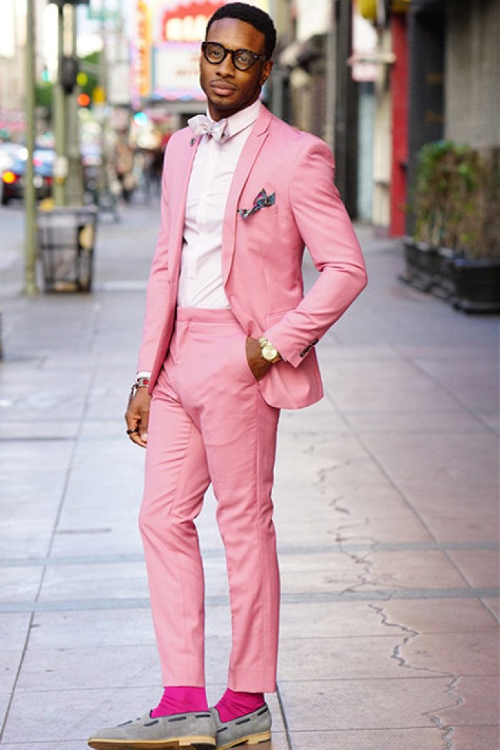 Ablitt Pink One Button Stylish Best Fitted Men Suits for Prom