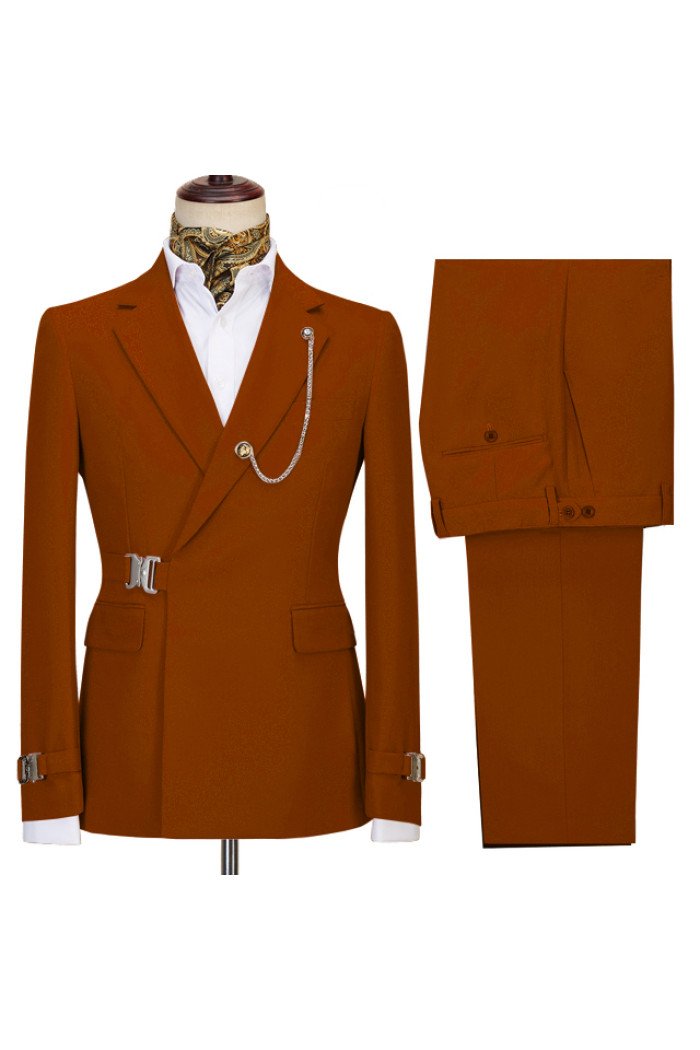 Gavin New Arrival Orange 2-Pieces Notch Lapel Business Men Suits