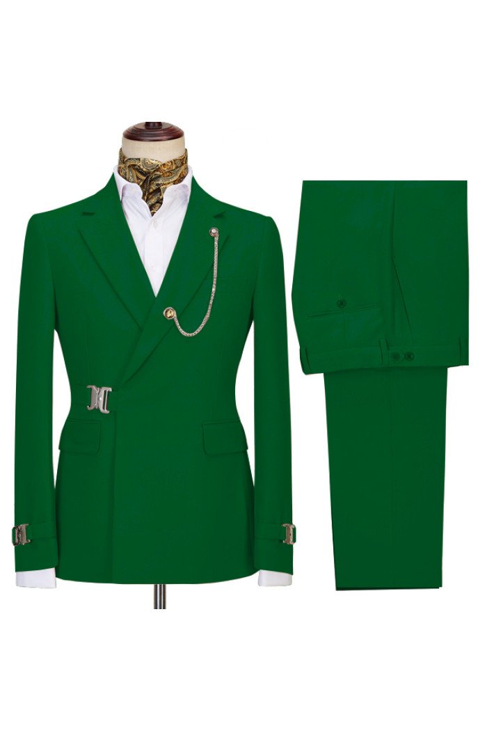 Liam New Arrival Dark Green Notch Collar Men Suits For Business