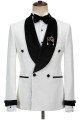 Jesus Stylish Sparkle Shawl Lapel Jacquard Double Breasted White Wedding Men Suits