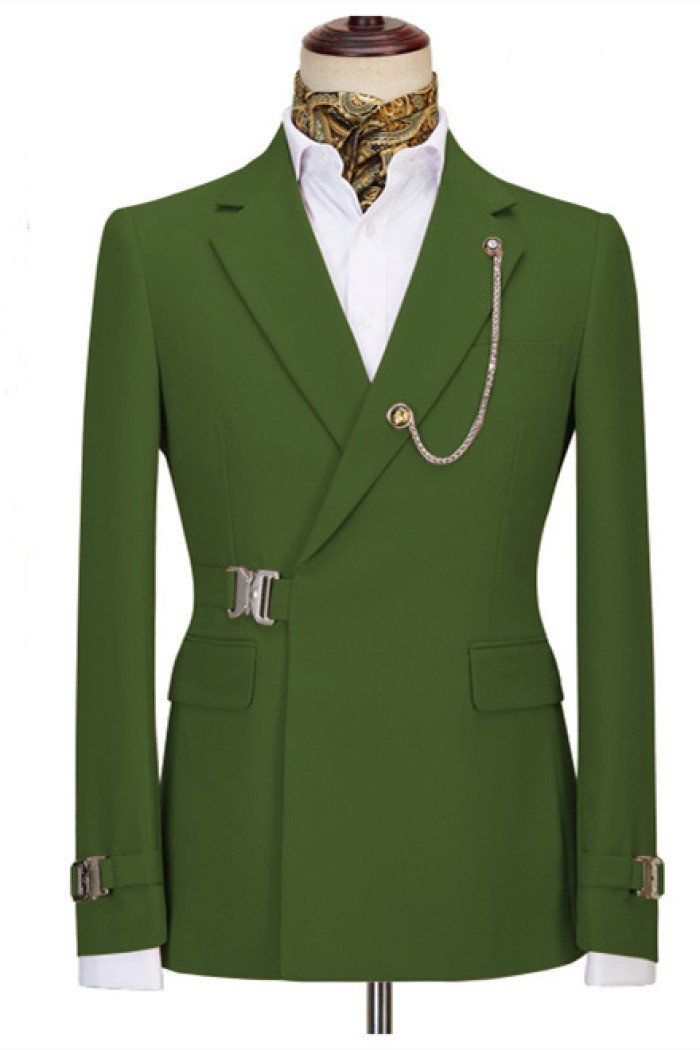 Alex Green Special Button Notch Collar 2-Pieces Men Suits