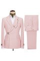 Carter Trendy Design Pink Notch Collar Special Button 2-Pieces Businees Men Suits
