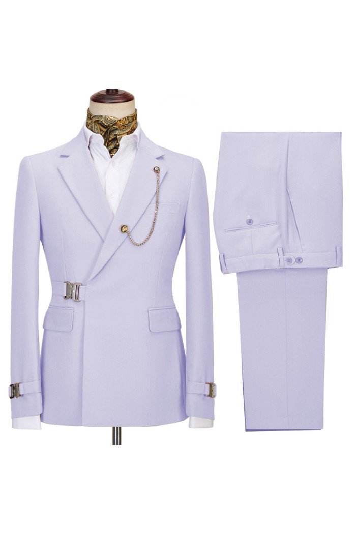 Julian Trendy Design Lavender Notch Collar Men Suits For Business