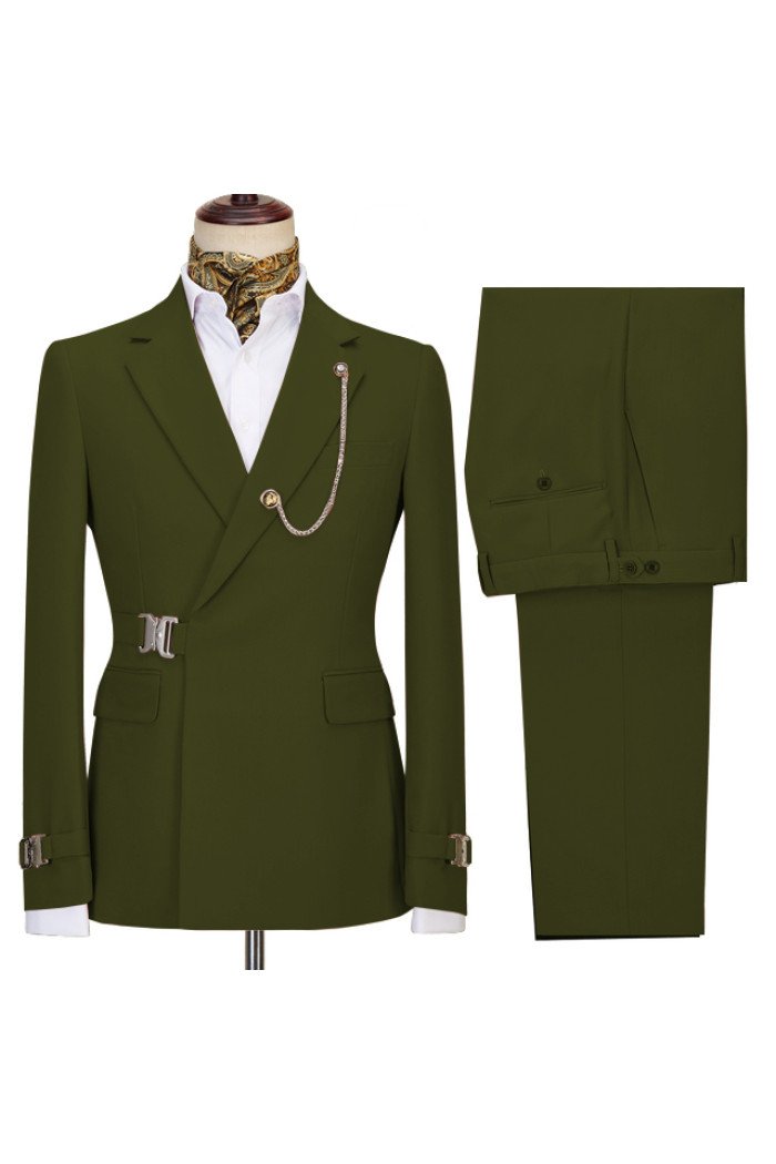 Liam New Arrival Pure Green Notch Collar Men Suits For Business