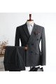 Jay Stylish Black Pliad Double Breasted 2-Pieces Peaked Collar Men Suits