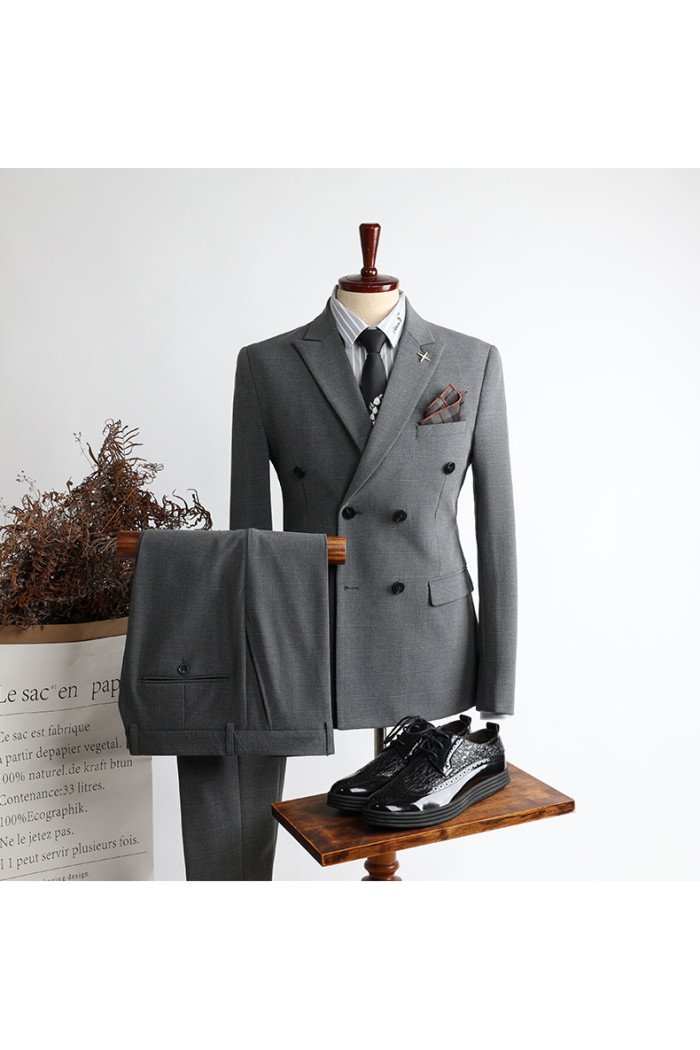 Alex Gary Modern Double Breasted Peaked Collar Business Men Suits