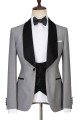 Robert Light Gray One Button Shiny Shawl Lapel 3-Pieces Wedding Men Suits