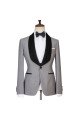 Robert Light Gray One Button Shiny Shawl Lapel 3-Pieces Wedding Men Suits