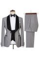 Robert Light Gray One Button Shiny Shawl Lapel 3-Pieces Wedding Men Suits