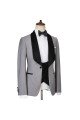 Robert Light Gray One Button Shiny Shawl Lapel 3-Pieces Wedding Men Suits