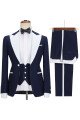 Tyler Cool Navy Blue Peaked Collar Best Fitted 3-Pieces Men suits