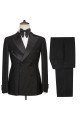 Gavin Trendy Design Black Double Breasted Peaked Collar Best Fitted Men Suits