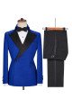 Dean Stylish New Arrival Royal Blue Jacquard Wedding Men Suits with Black Lapel