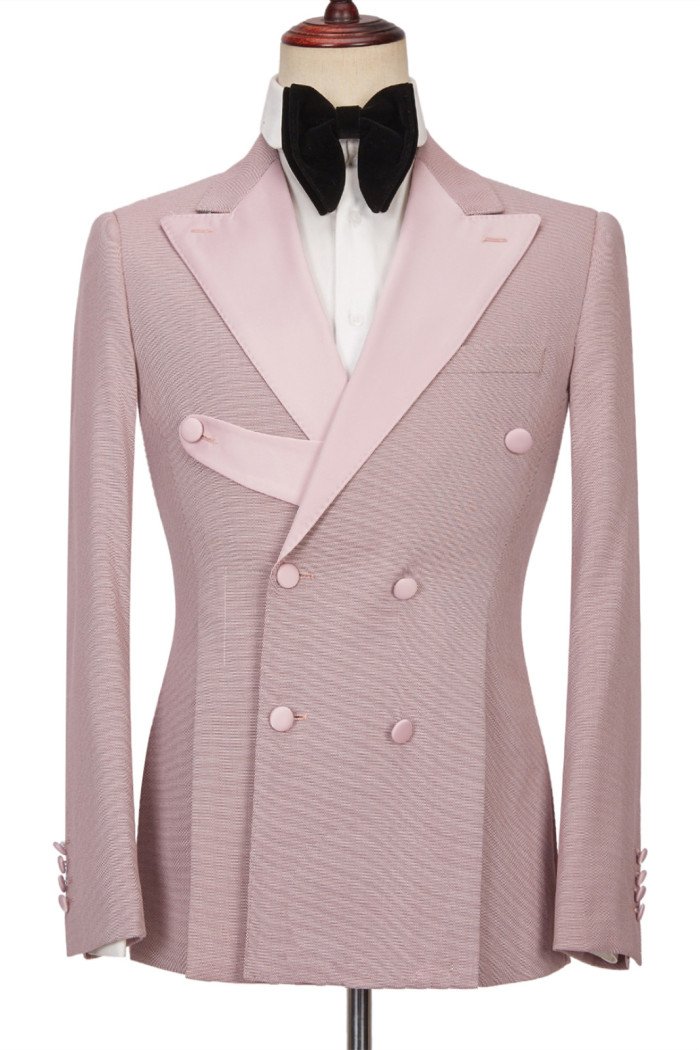 Christopher Cool Pink Double Breasted Peaked Collar Men Suits
