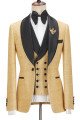 Andrew Sparkly Golden Shawl Lapel  3-Pieces Men Suits For Wedding