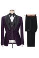 Caleb Bespoke Dark Purple Sparkle Shawl Lapel 3-Pieces Men Suits