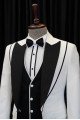 Stylish White And Black Peaked Collar 3-Pieces Wedding Men Suits